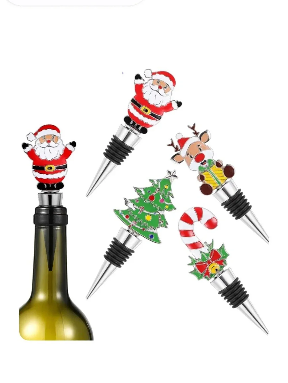 NIB Healify Christmas Wine Stopper Set, Reusable Sew & Mew Consulting Germany